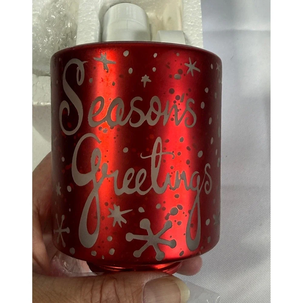 Scentsy 'Seasons Greetings' Wall Plug Wax Warmer Red Glass Retired Authentic